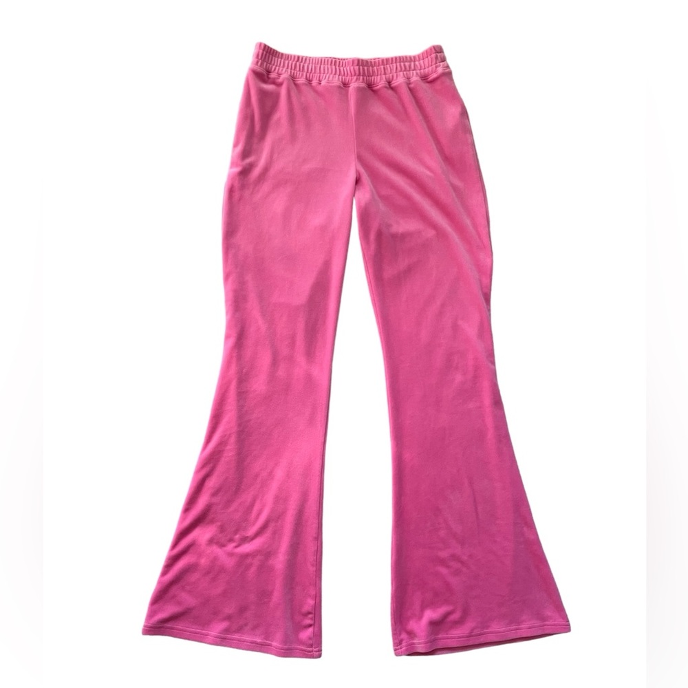 Hollister Pink velour cropped hoodie and flare leg lounge pants set
